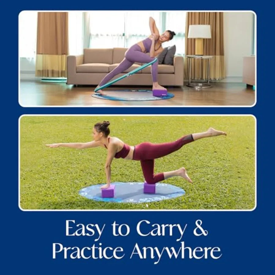 Non Slip Yoga Blocks 2 Pack High Density EVA Cork