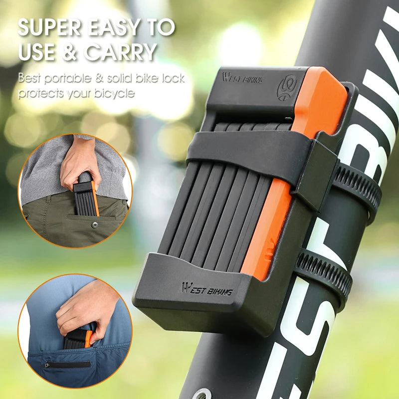 West Biking Foldable Bicycle Lock With 3 Keys