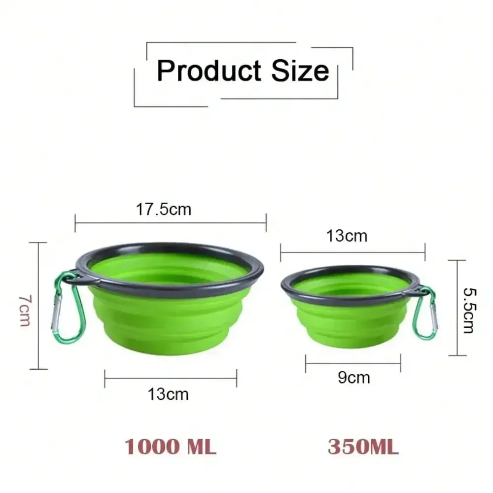 Foldable Dog Feeder Bowl Dispenser With Carabiner Travel