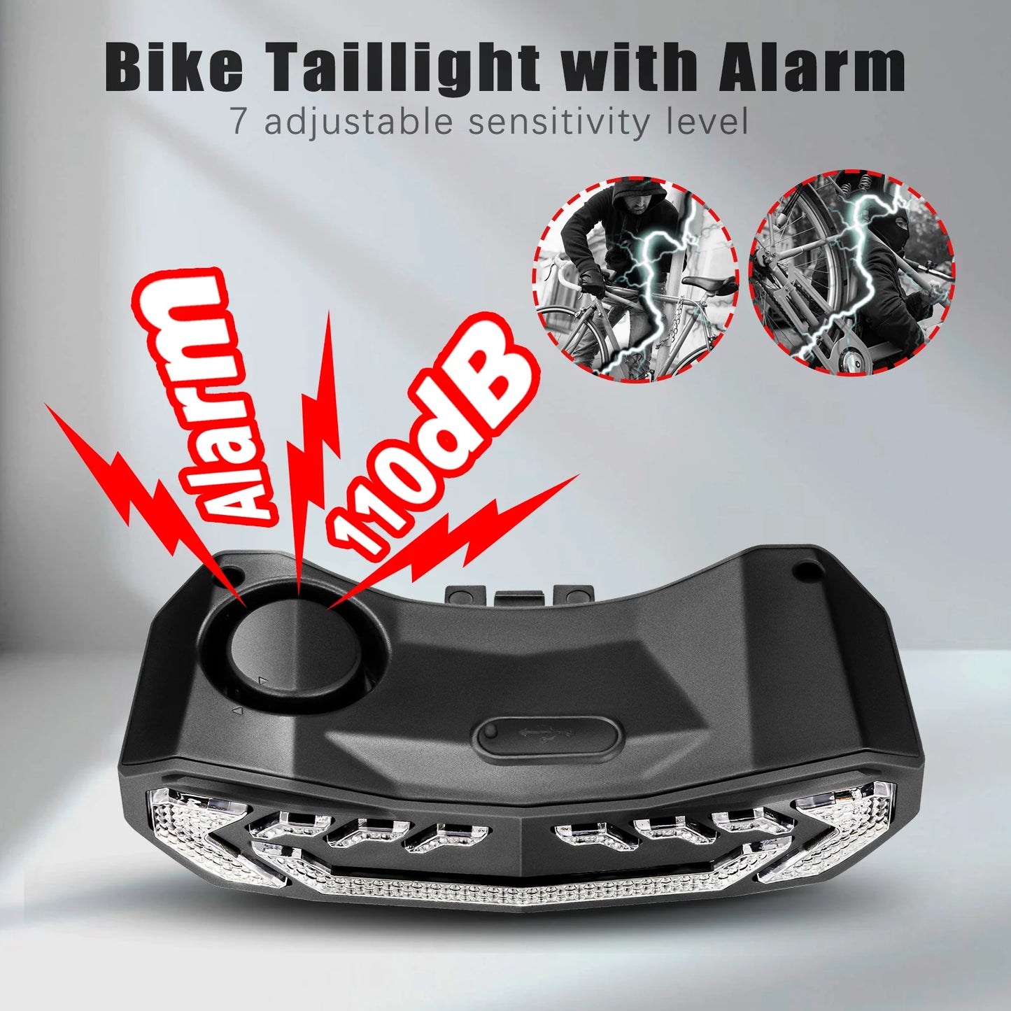 Smart Bike Taillight Anti Theft Alarm With Remote Waterproof