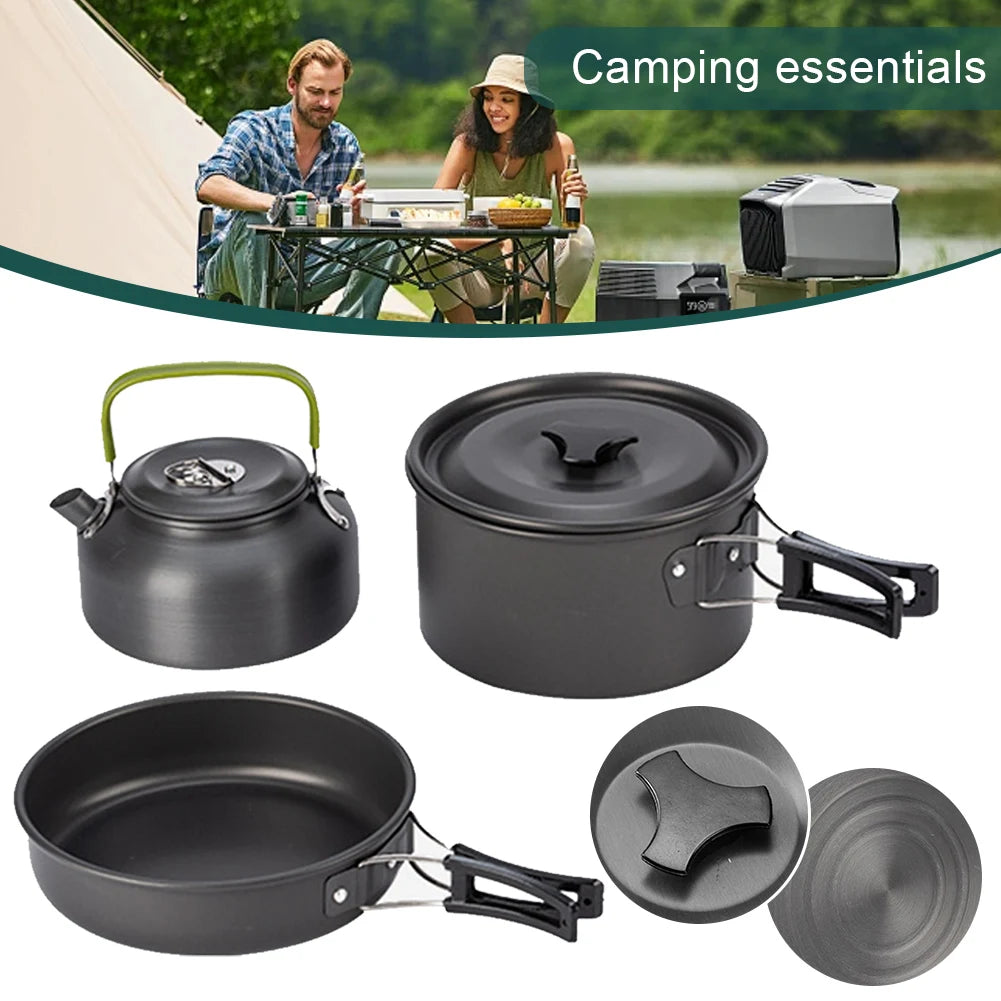 Outdoor Camping Cookware Set Pots Pans Kettle Kit