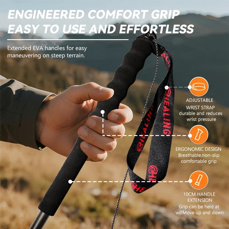 OKHEALING Carbon Fiber Trekking Poles 2 Pack Ultra Light
