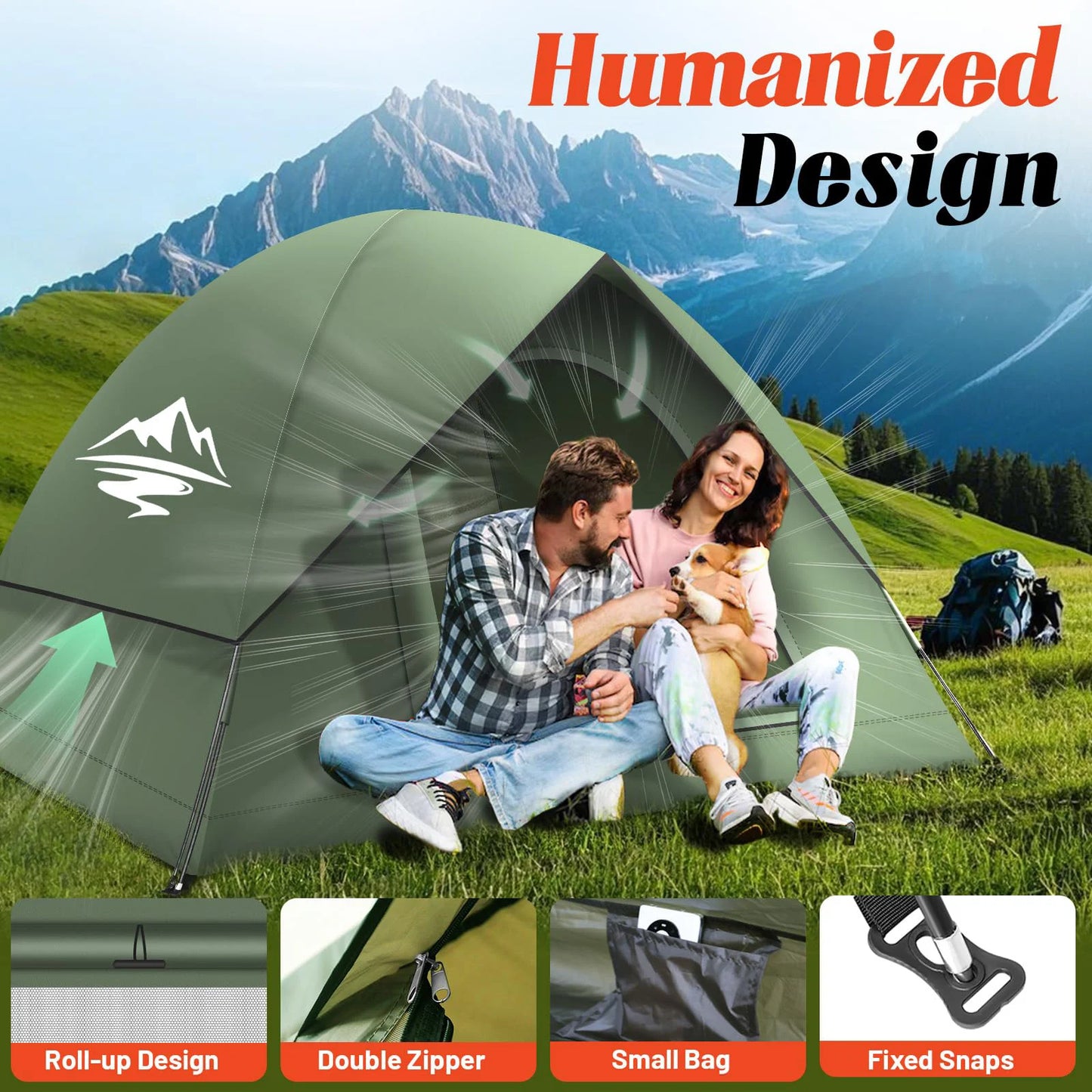 Family Camping Tent Waterproof Windproof Easy Setup