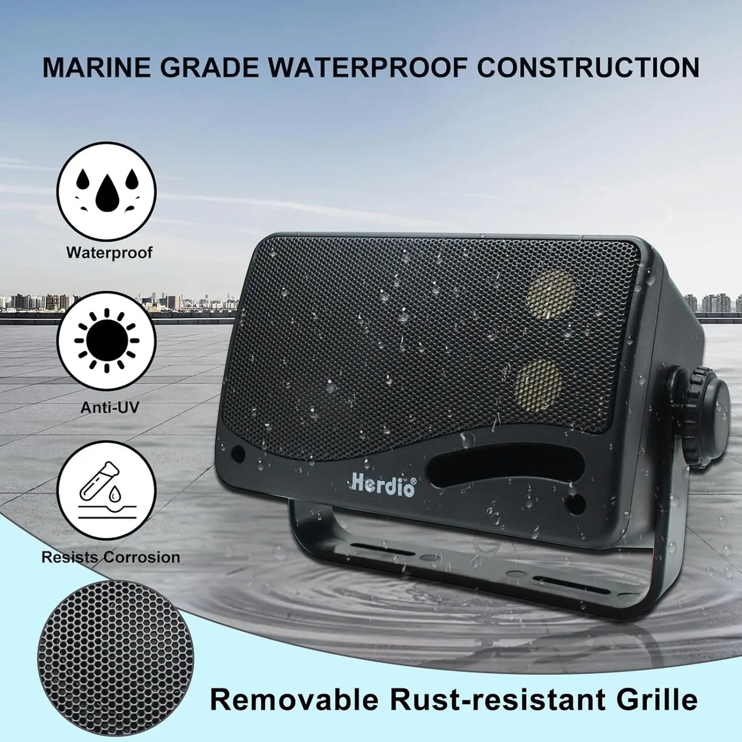 Herdio Outdoor Passive Speakers Pair 200W Three Way