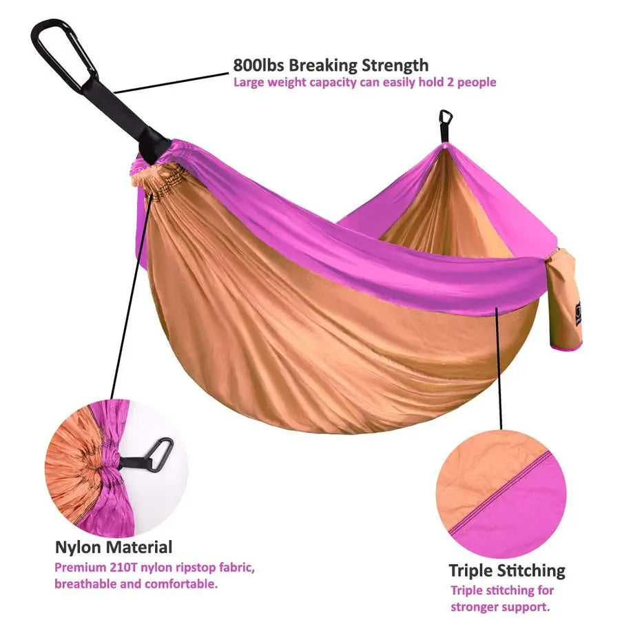 Camping Hammock Double Portable Gear With Tree Straps