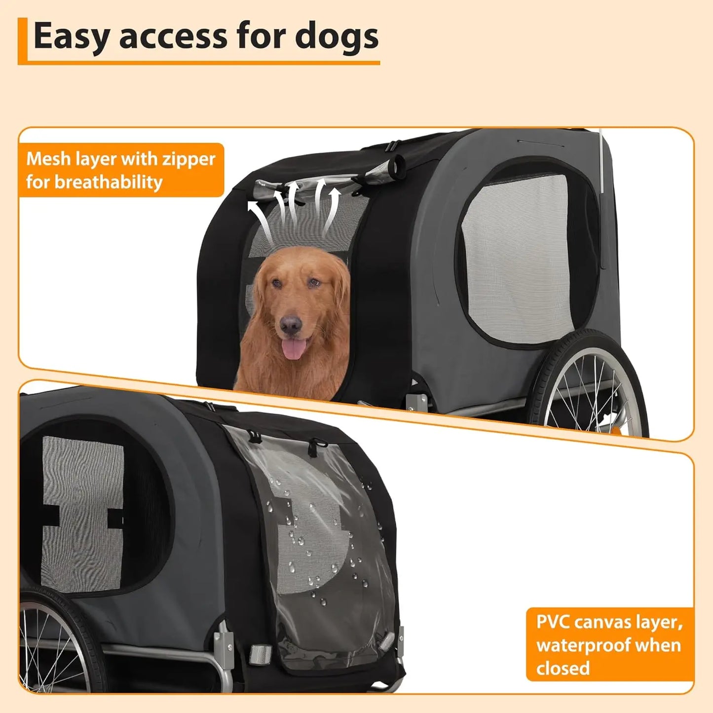 HiMISS Steel Dog Bike Trailer Universal Coupler