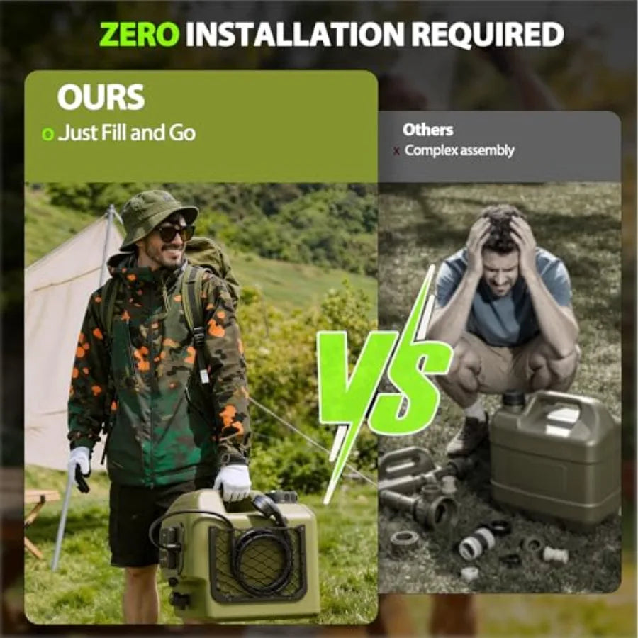 Camping Portable Bucket Shower With 5 Gallon Water Tank