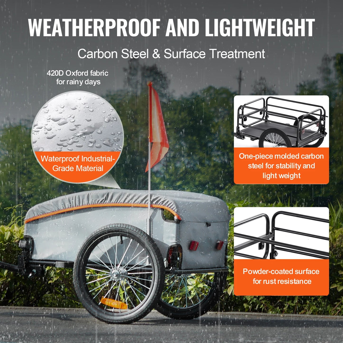 SucceBuy 100Lbs Foldable Bike Cargo Trailer