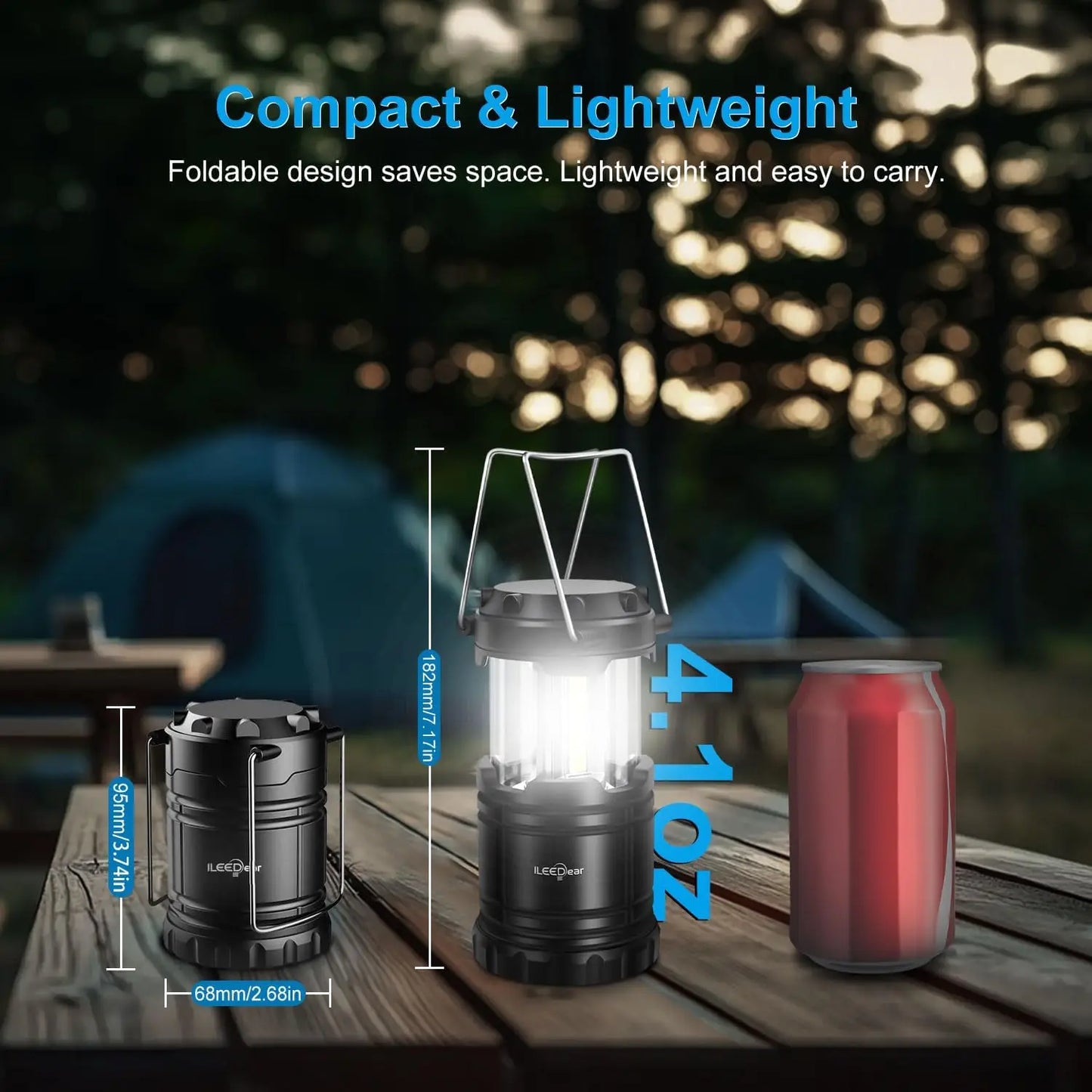 LED Camping Lantern Collapsible 4 Pack Adjustable Brightness