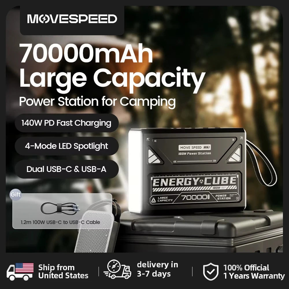 Movespeed LED Camping Lantern 70000mAh Rechargeable Battery