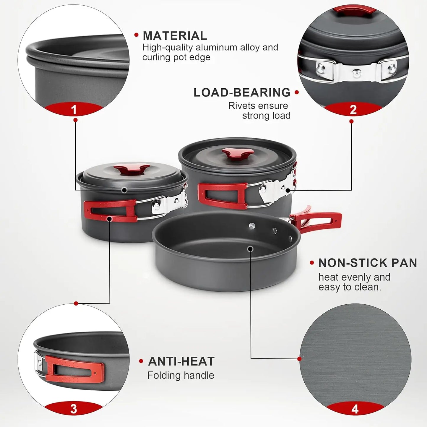 Portable Camping Cookware Set With Accessories
