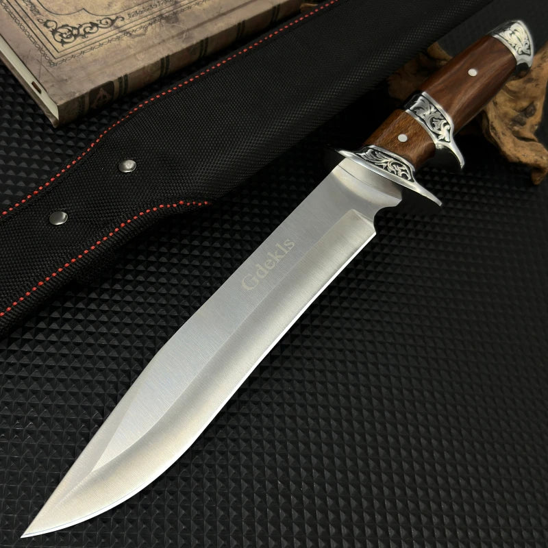 Gdekls Camping Knife With Wood Handle And Fixed Blade