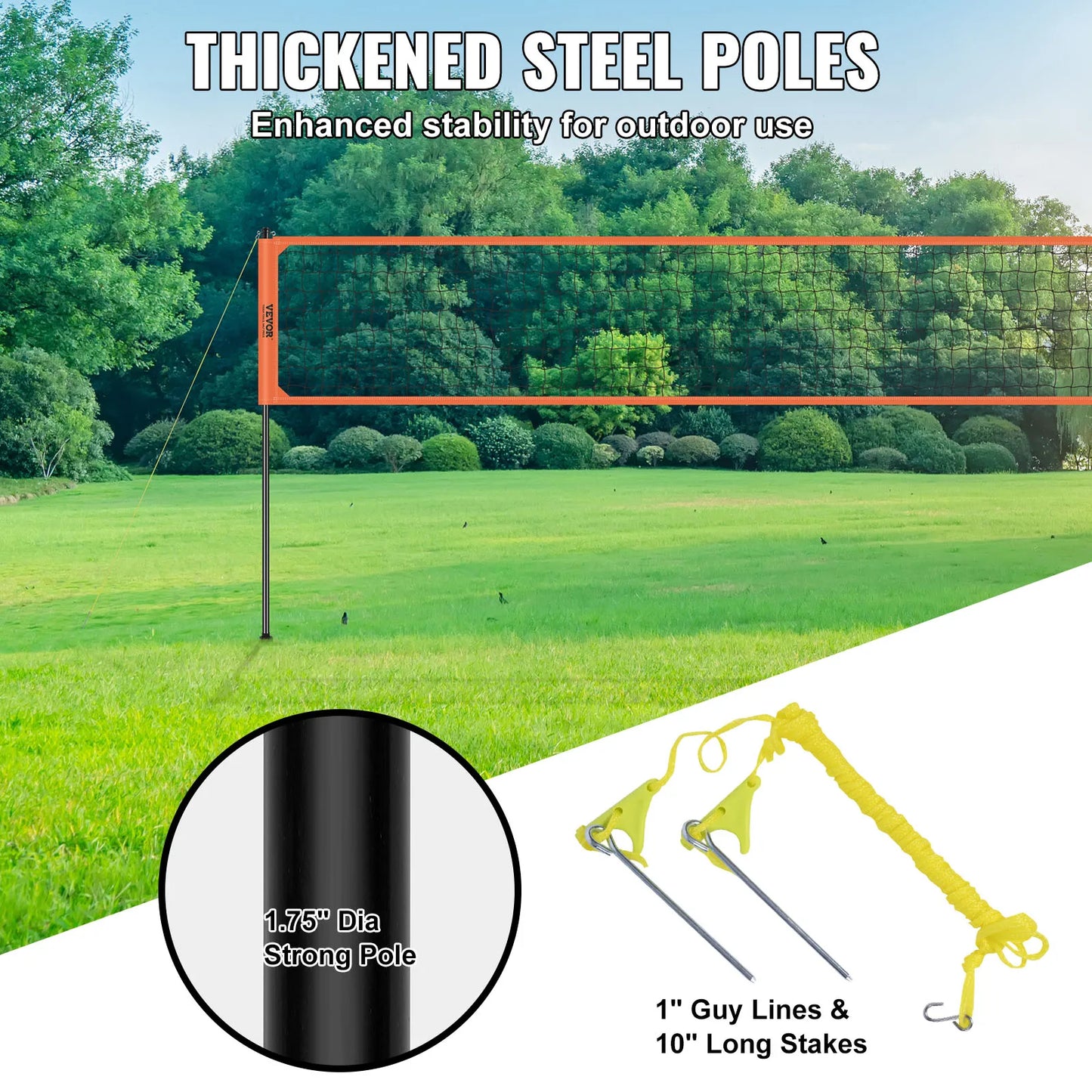 SucceBuy Outdoor Adjustable Height Volleyball Net System