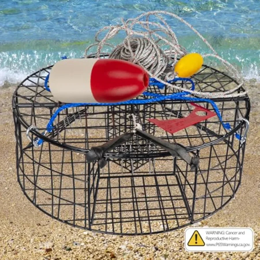 Crab Trap Pot With Vinyl Coated Steel Wire Three Tunnels