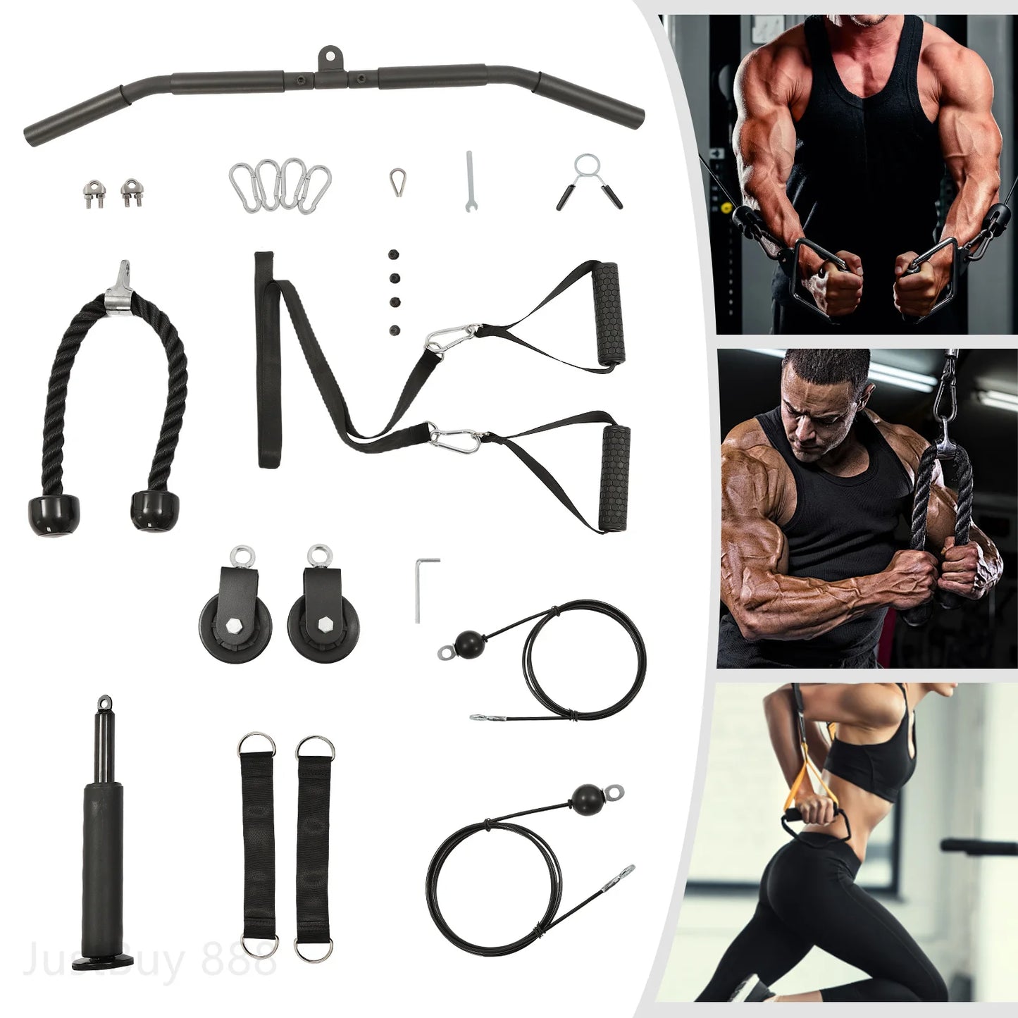 Cable Weight Pulley System With Safety Ropes Home Gym