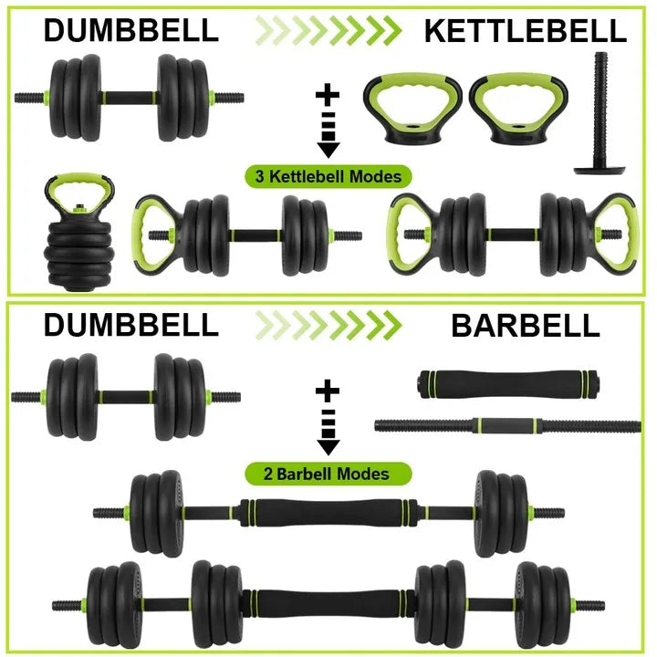 Adjustable Dumbbell Set 66 Lbs With Barbell Connector