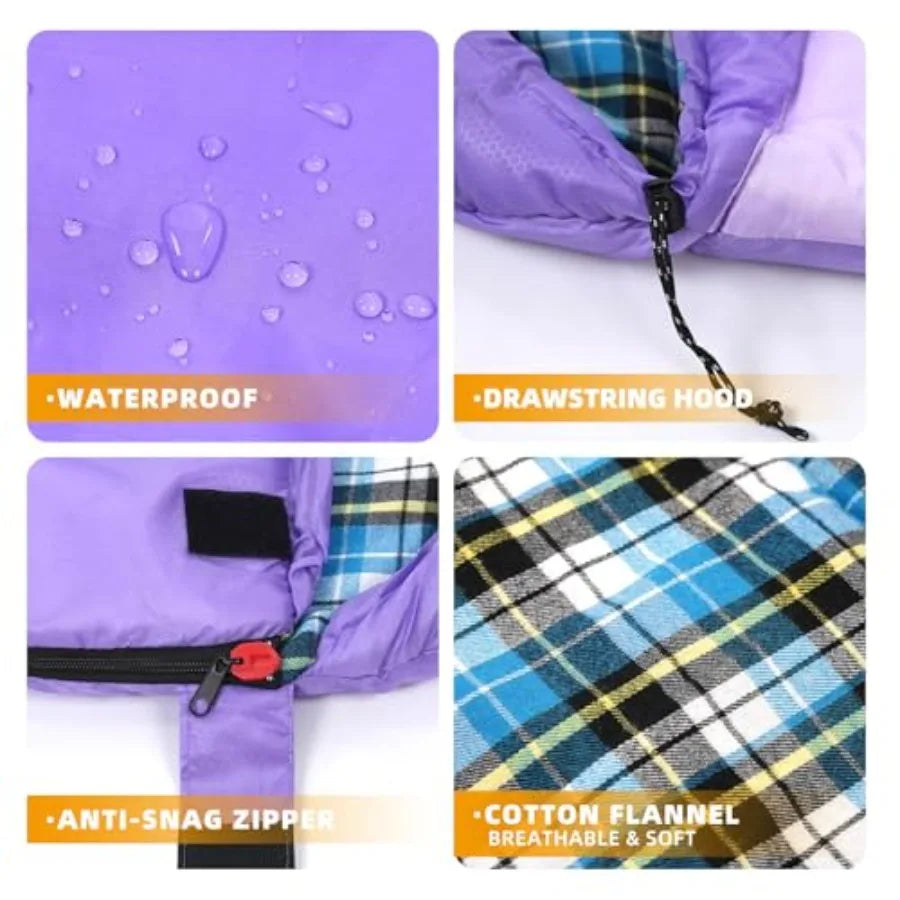 Cotton Flannel Lined Sleeping Bag for Adults and Teens