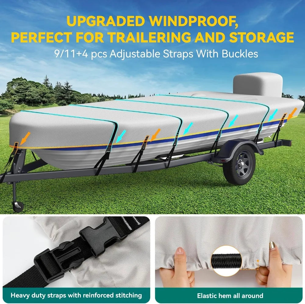 Heavy Duty Jon Boat Cover 5-Layer 1200D Waterproof