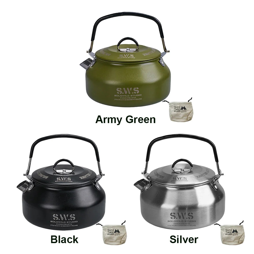 Ultralight Stainless Steel Hiking Kettle for Outdoor Camping