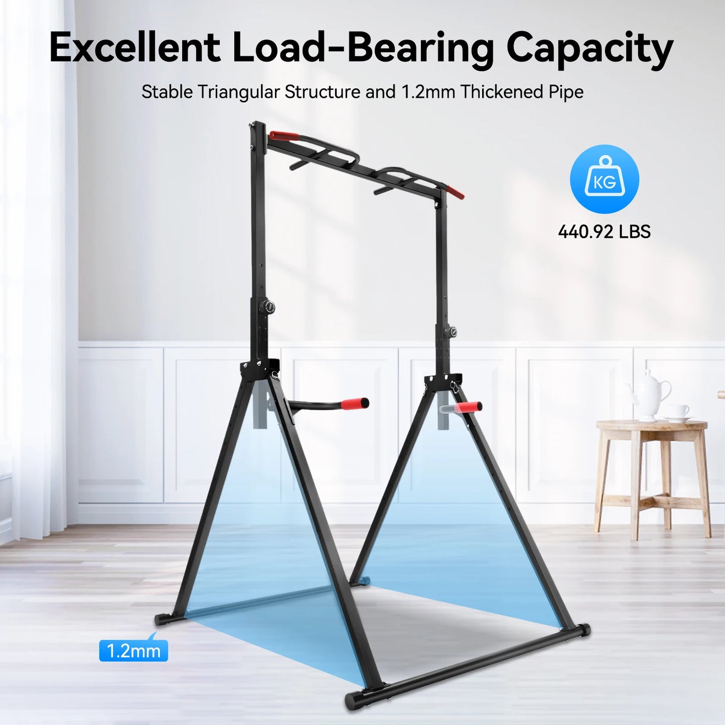 Adjustable Pull Up Bar Folding 200kg Load Home Gym