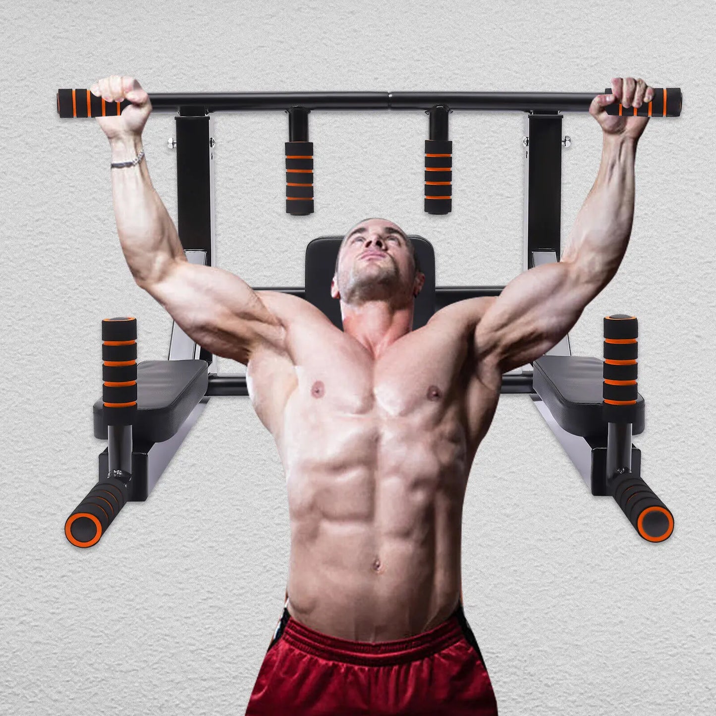 Pull Up Bar Dip Station 200kg Capacity For Home Gym