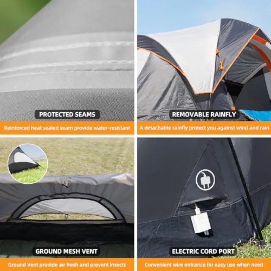 Family Camping Tent Quick Setup Pop Up Dome with Rainfly