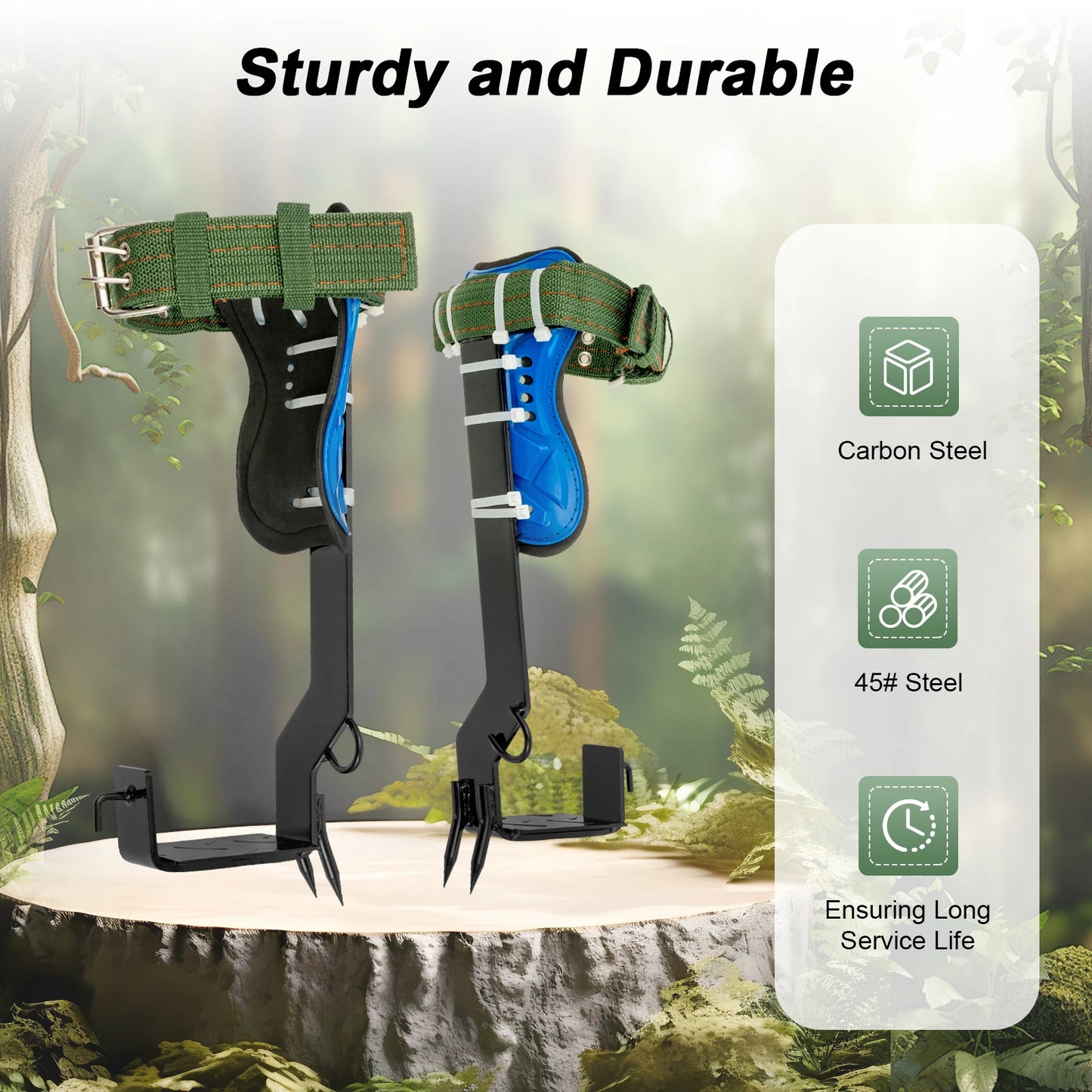 Tree Climbing Spikes Kit With Safety Belt Harness Ergonomic