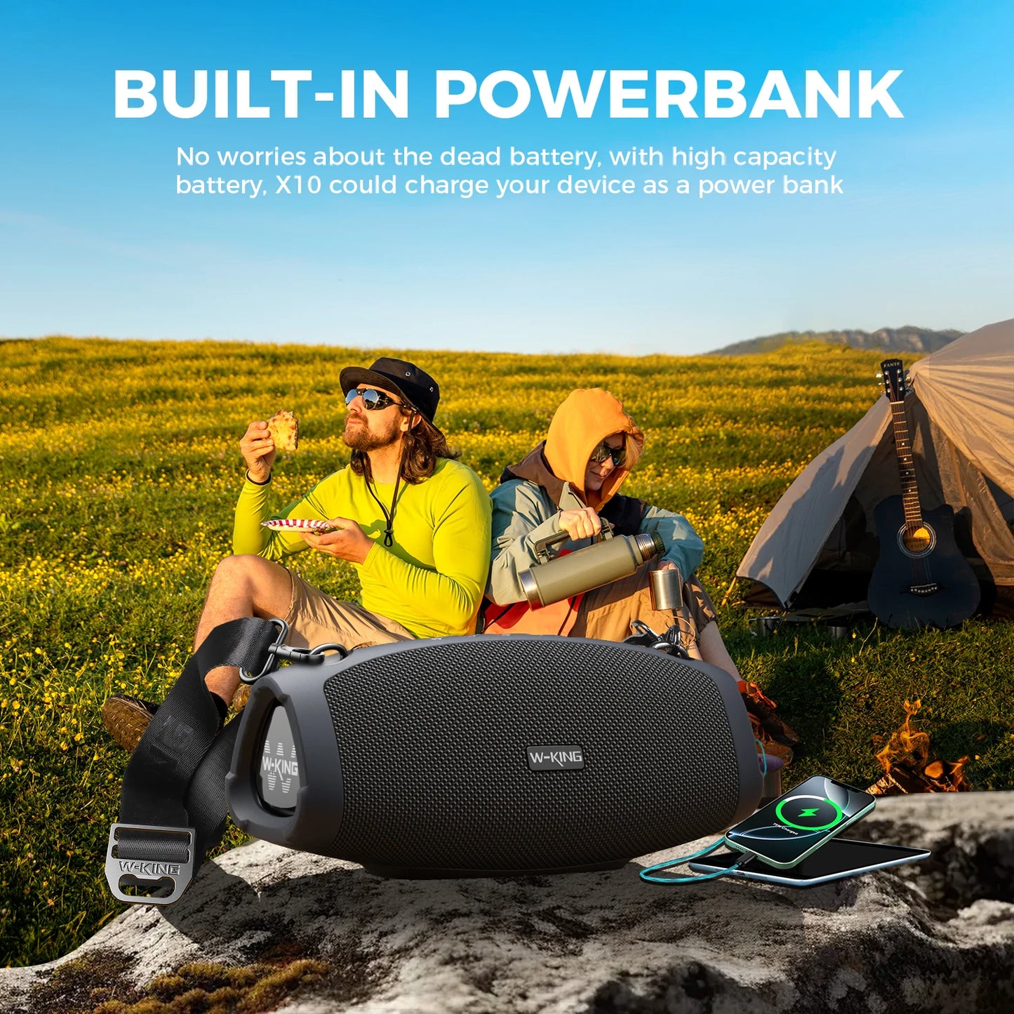 W-King Portable Bluetooth Speaker With Wireless Microphone