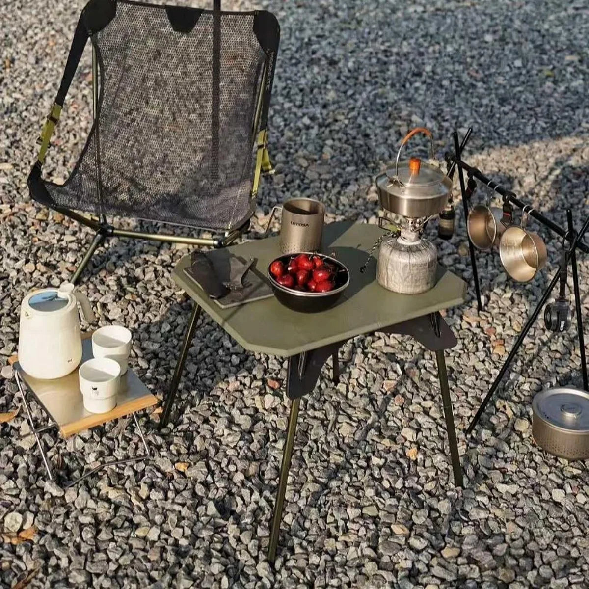 XIUWO Folding Camping Table Wood Portable Outdoor Table
