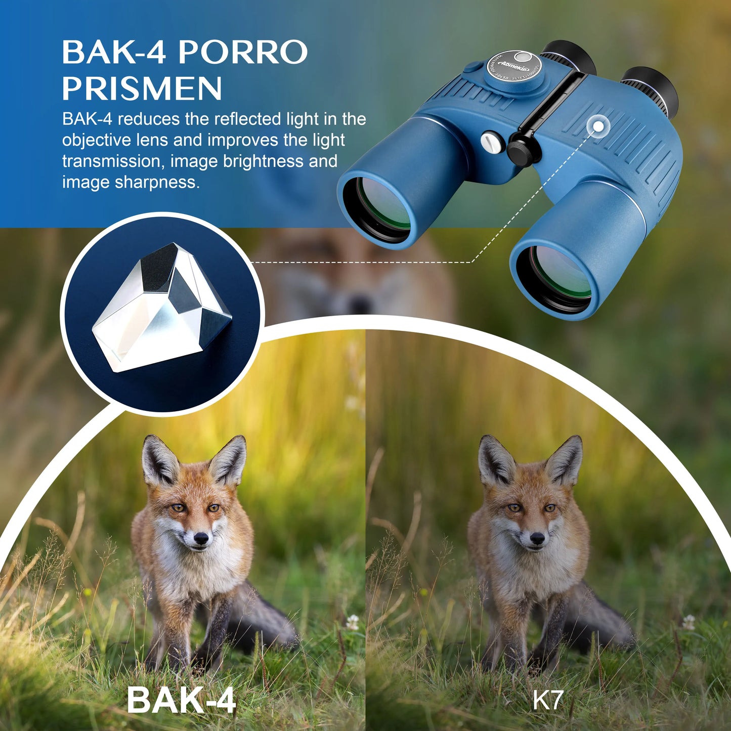 Marine Waterproof Binoculars With Rangefinder Compass BAK4