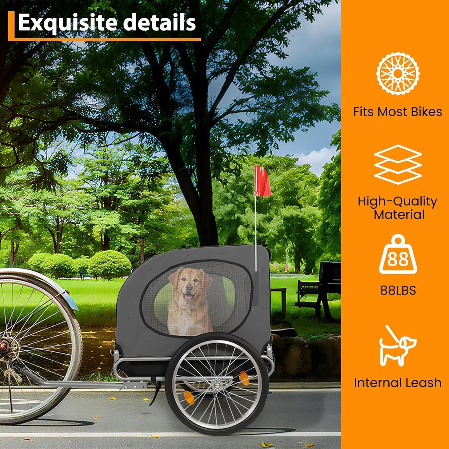 HiMISS Steel Dog Bike Trailer Universal Coupler