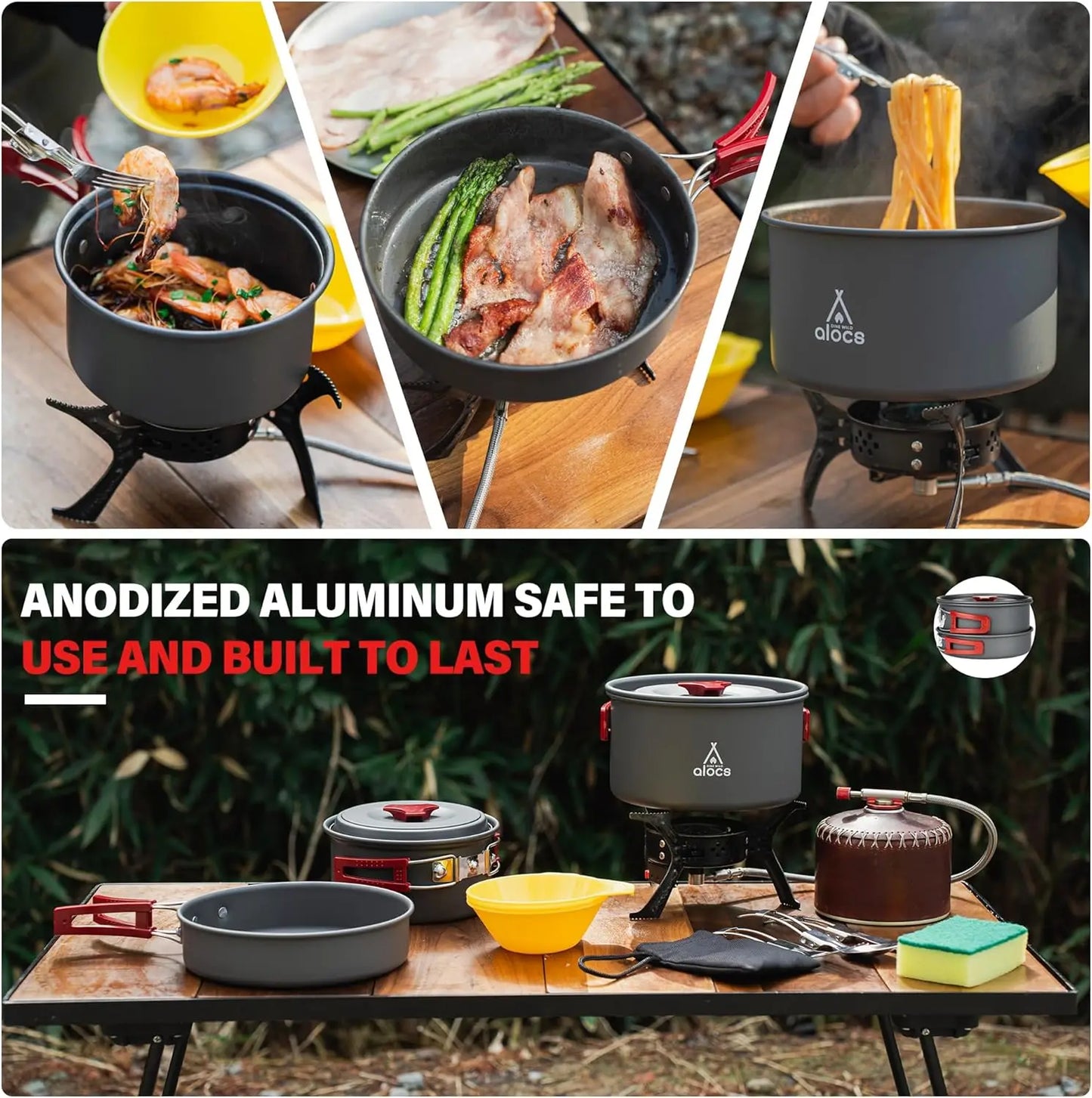 Portable Camping Cookware Set With Accessories