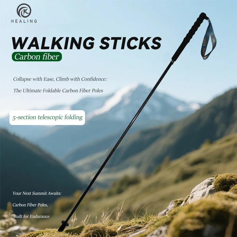 OKHEALING T800 Carbon Fiber Collapsible Trekking Poles
