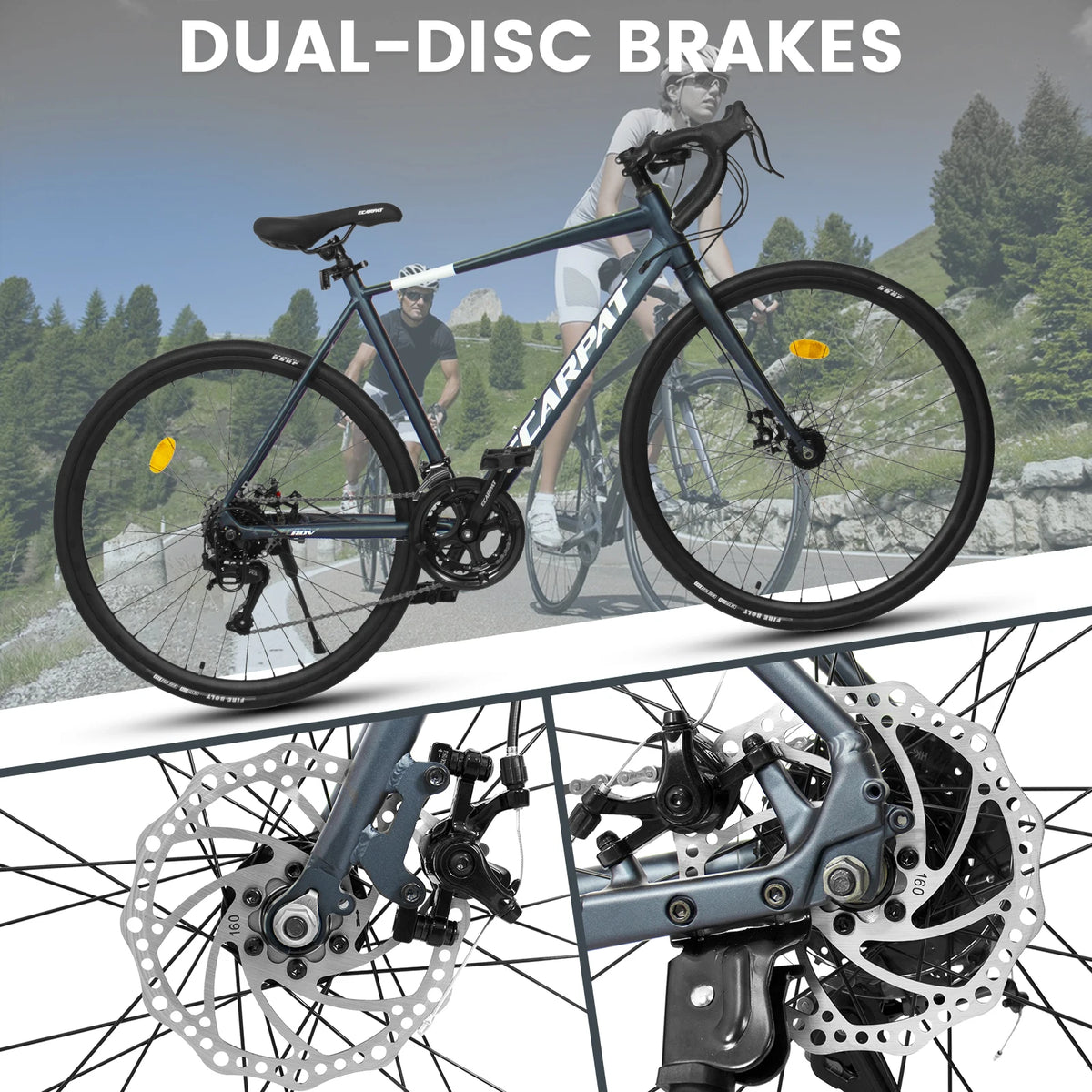 Ecarpat 16 Speed Road Bike Aluminum Frame Dual Disc Brake