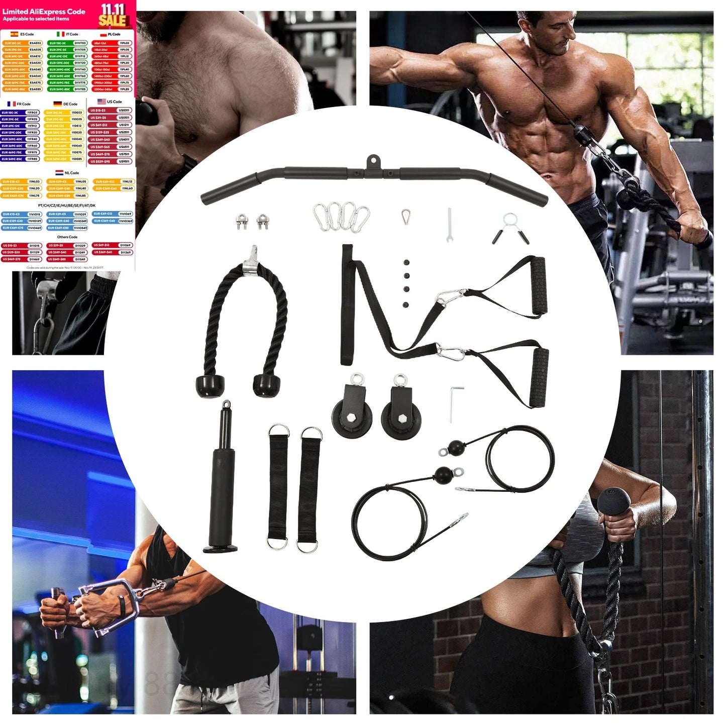 Cable Weight Pulley System With Safety Ropes Home Gym