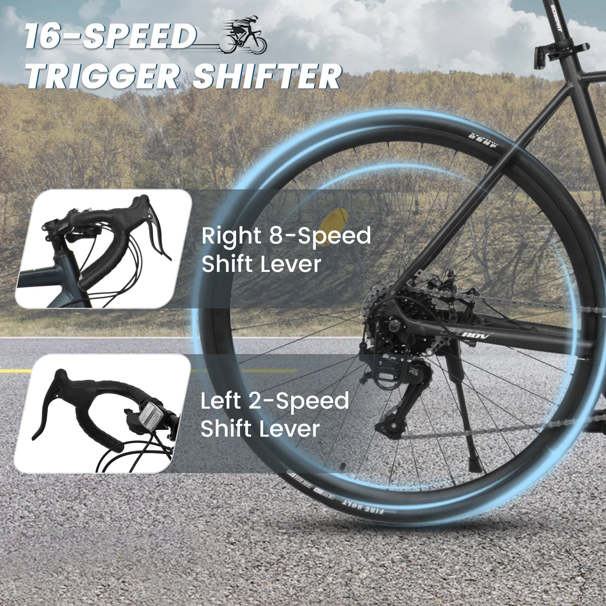 Ecarpat 16 Speed Road Bike Aluminum Frame Dual Disc Brake