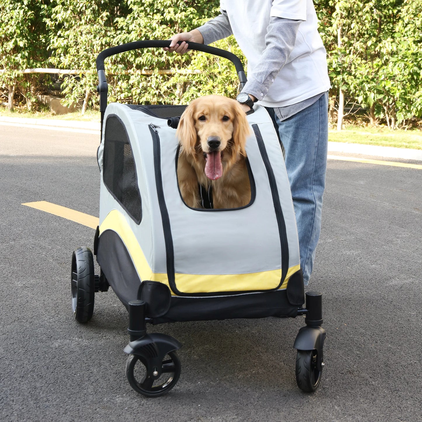 Foldable Portable Dog Stroller Four Wheels Pet Carrier