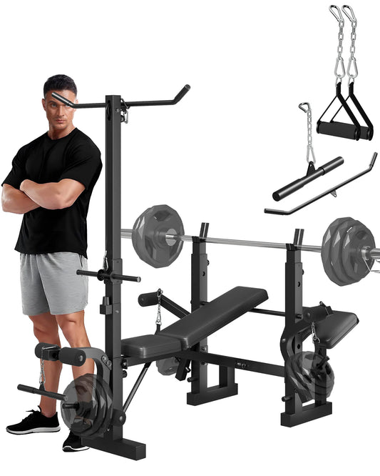 HiMISS 4-in-1 Adjustable Weight Bench With Leg Developer