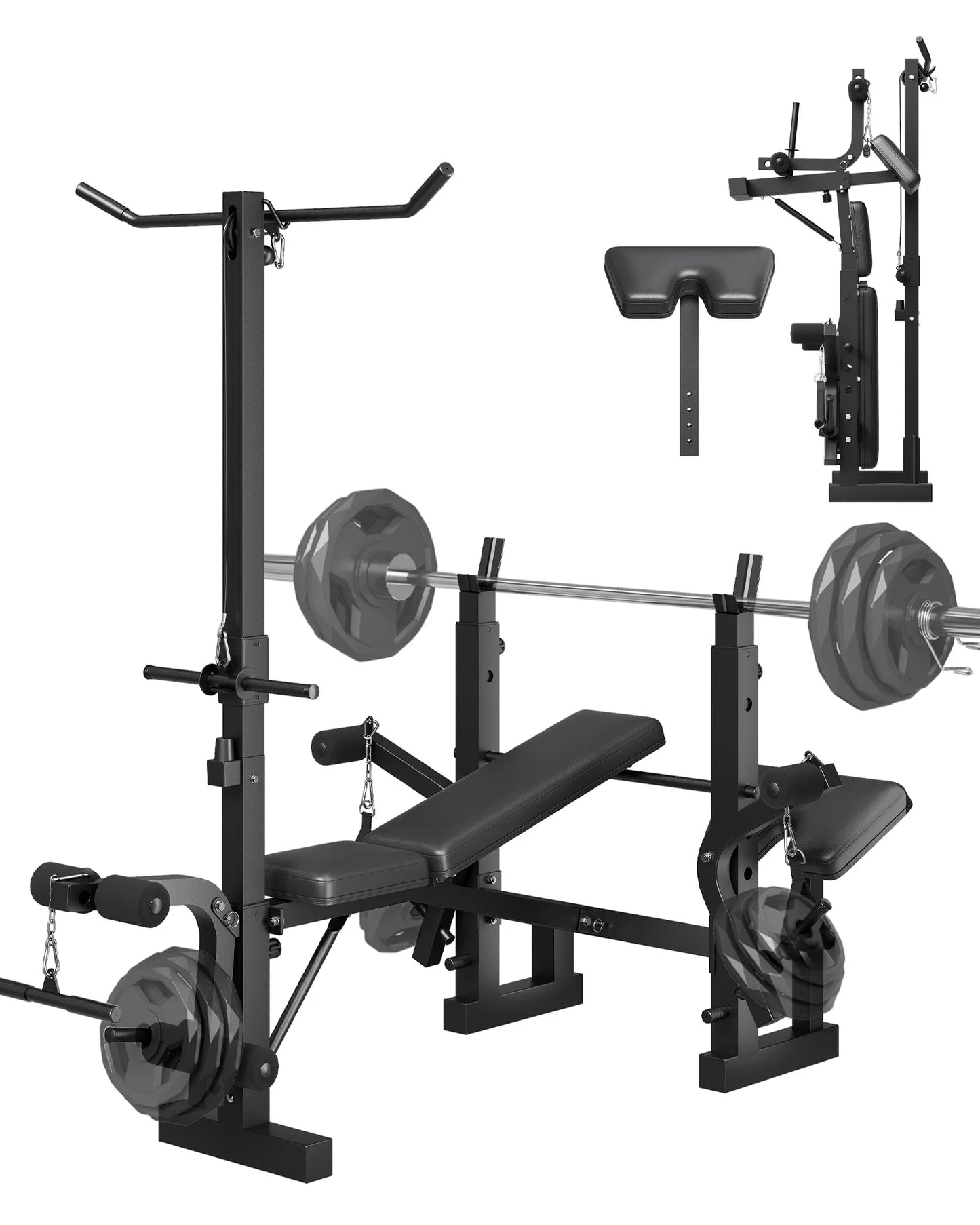 HiMISS 4-in-1 Adjustable Weight Bench With Leg Developer