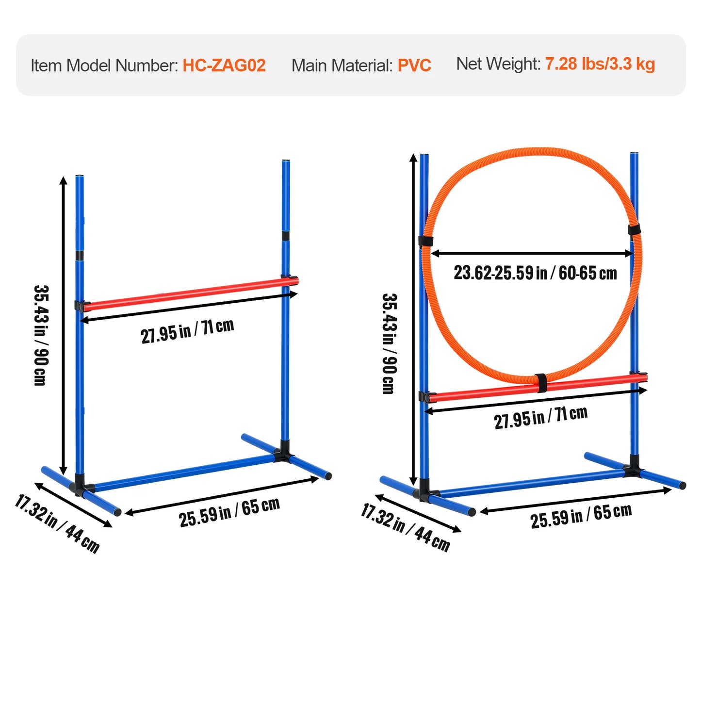 SucceBuy Dog Agility Adjustable High Hurdles Weave Poles Set