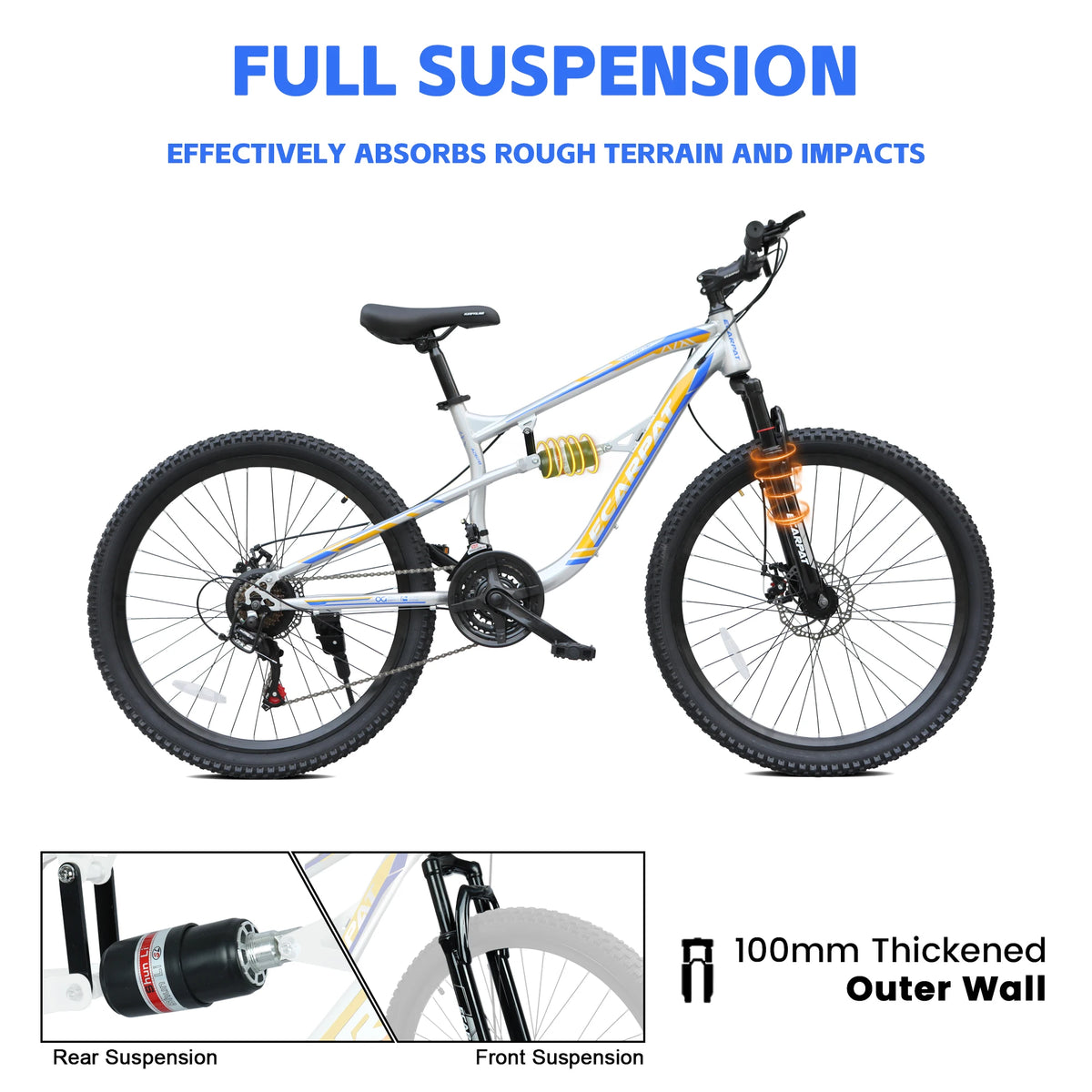 Ecarpat Mountain Bike With 21 Speed And Disc Brakes