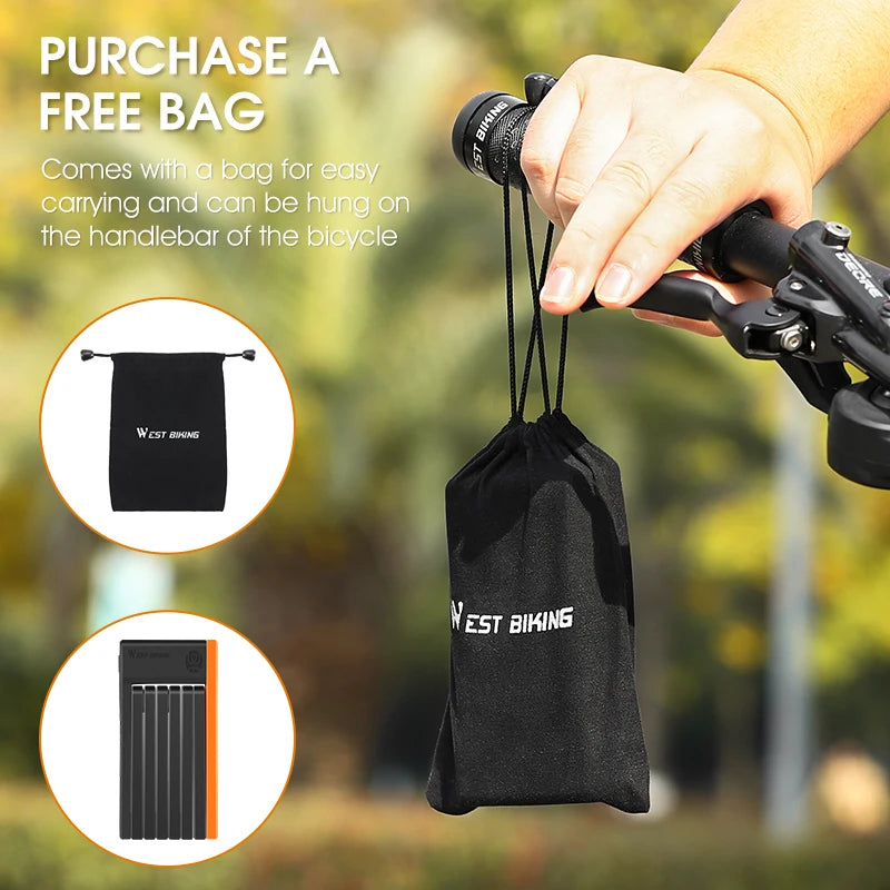 West Biking Foldable Bicycle Lock With 3 Keys