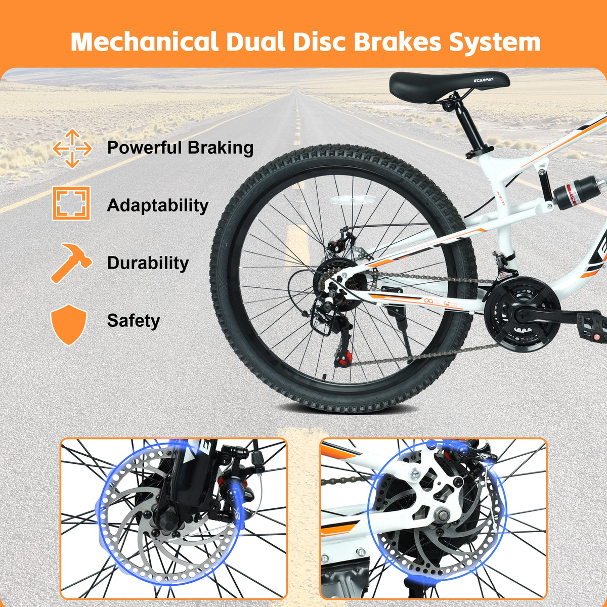 Ecarpat Mountain Bike With 21 Speed And Disc Brakes