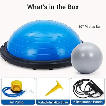 Half Exercise Ball With Non-Slip Base And Bands