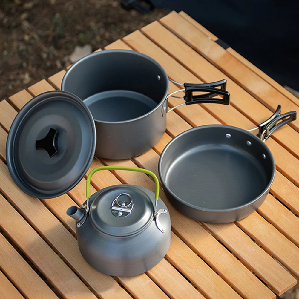 Outdoor Camping Cookware Set Pots Pans Kettle Kit
