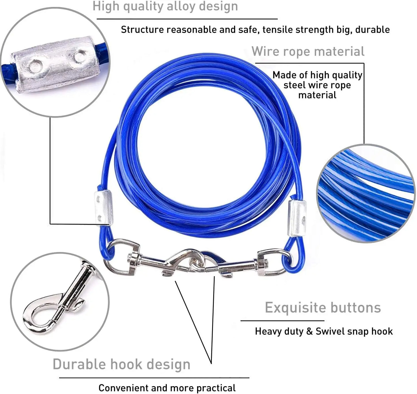 Heavy Duty Dog Tie Out Cable And Rust Resistant Stake
