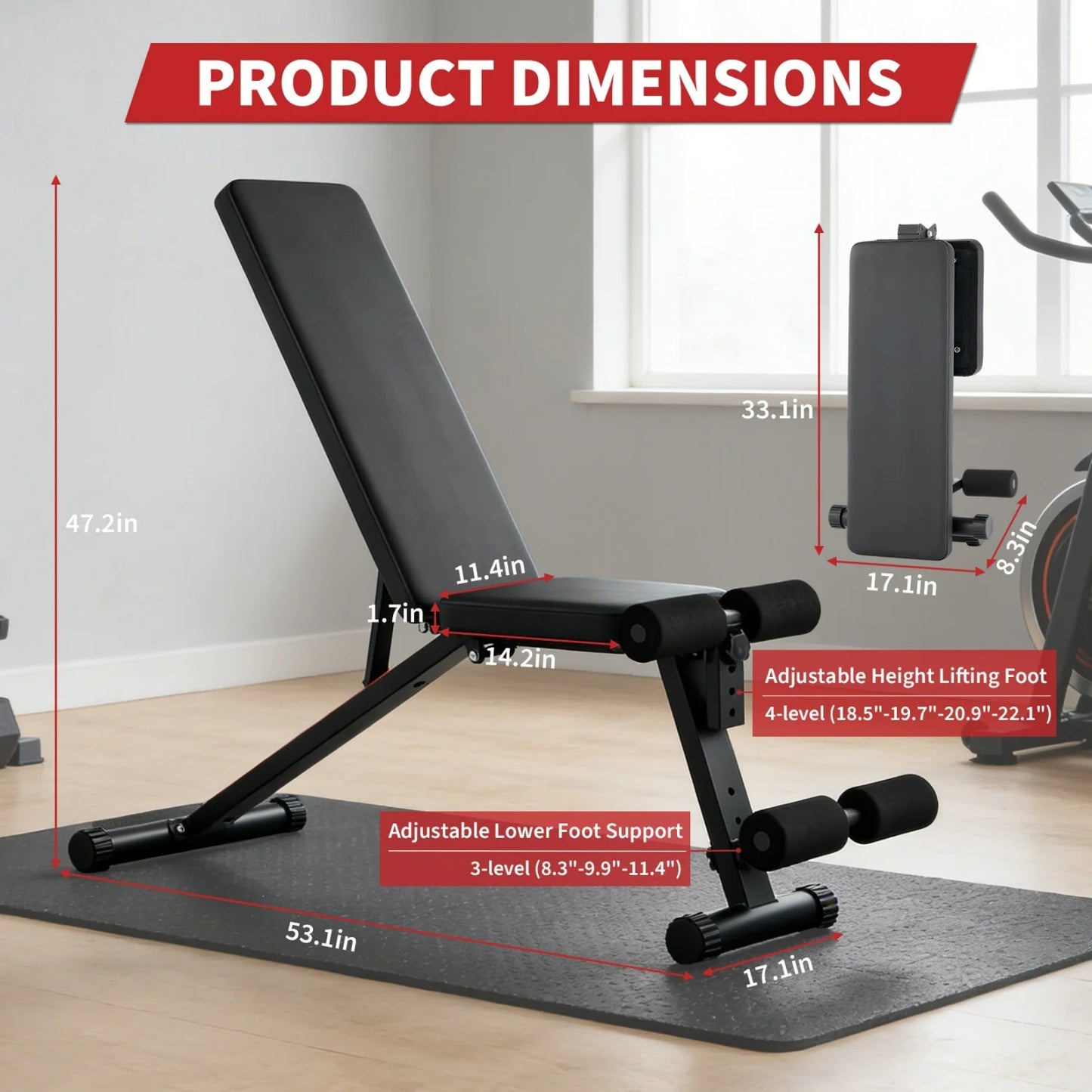 HiMISS Adjustable Weight Bench Leg Extension Preacher Curl