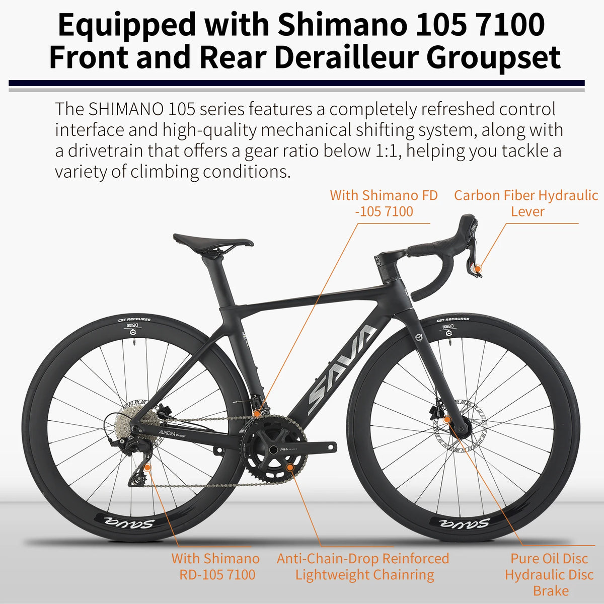 SAVA A7L PRO Carbon Fiber Road Bike Shimano R7100