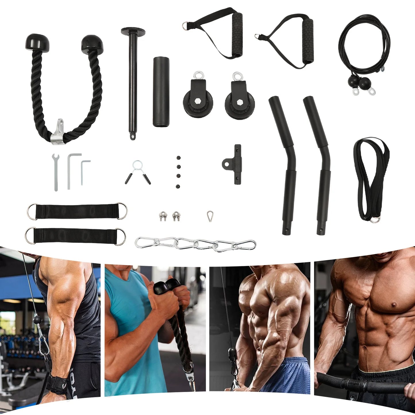 Cable Weight Pulley System With Safety Ropes Home Gym