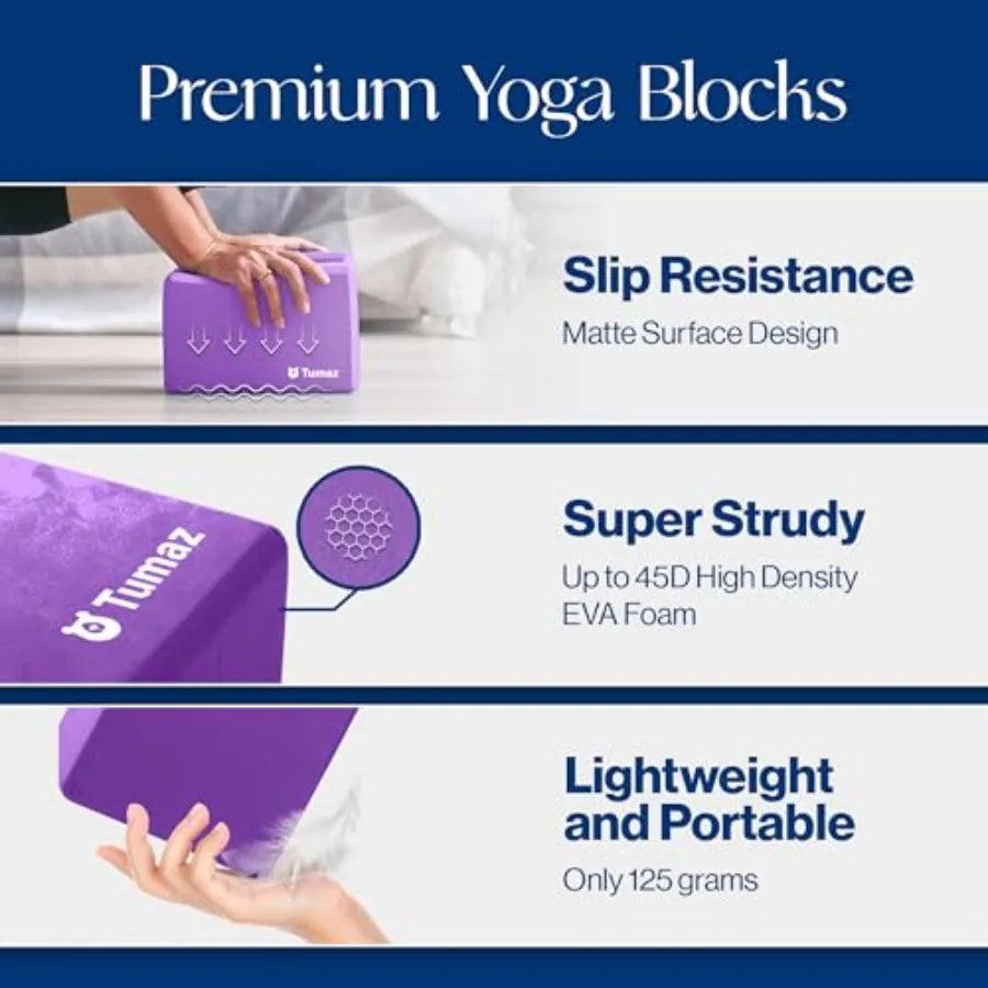 Non Slip Yoga Blocks 2 Pack High Density EVA Cork